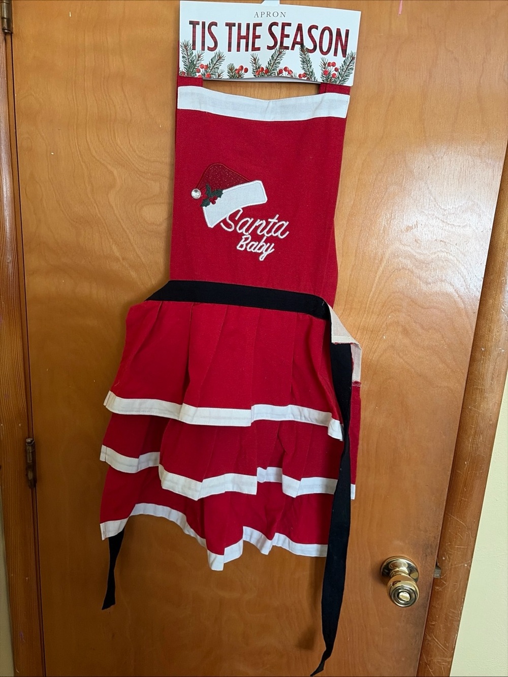 Tis The Season 'Santa Baby' Red Ruffle Apron